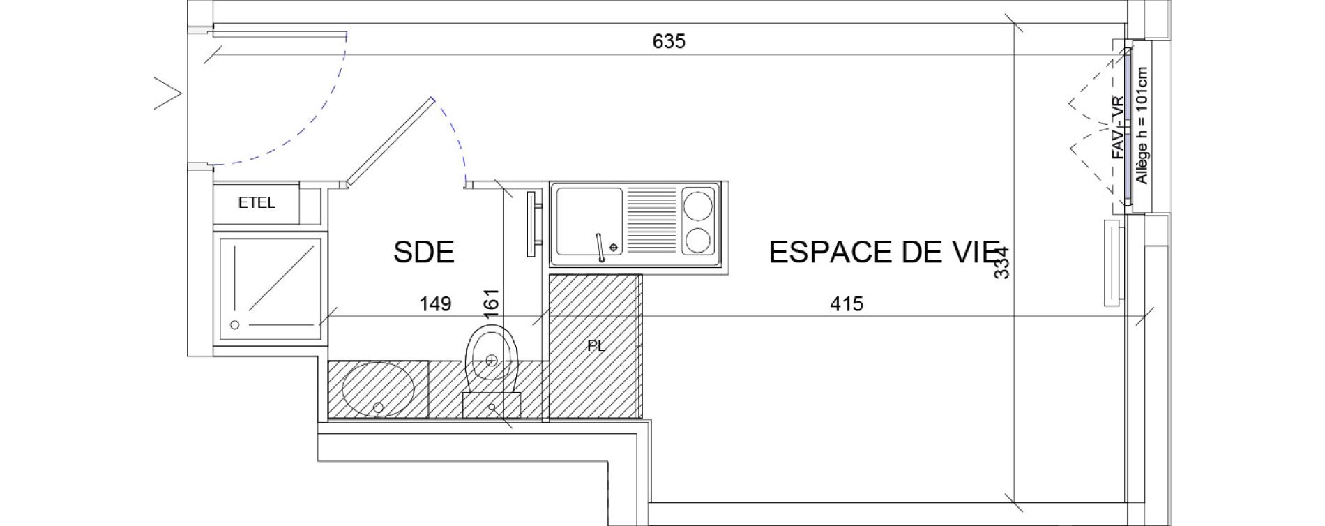 Appartement T1 de 18,52 m2 &agrave; Sartrouville La vaudoire