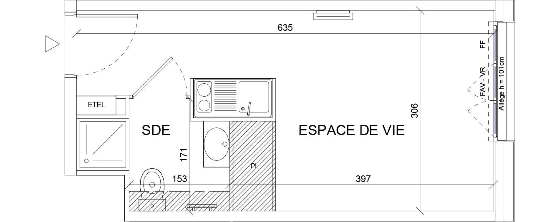 Appartement T1 de 18,40 m2 &agrave; Sartrouville La vaudoire