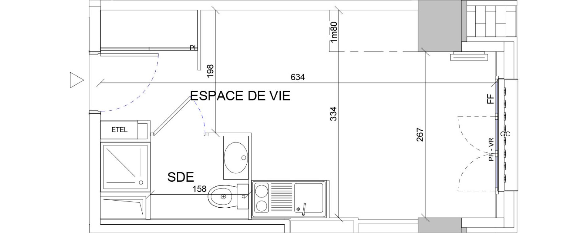 Appartement T1 de 18,26 m2 &agrave; Sartrouville La vaudoire