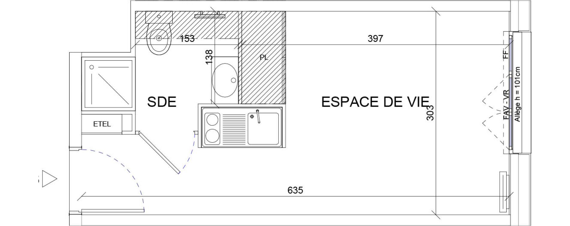 Appartement T1 de 18,15 m2 &agrave; Sartrouville La vaudoire