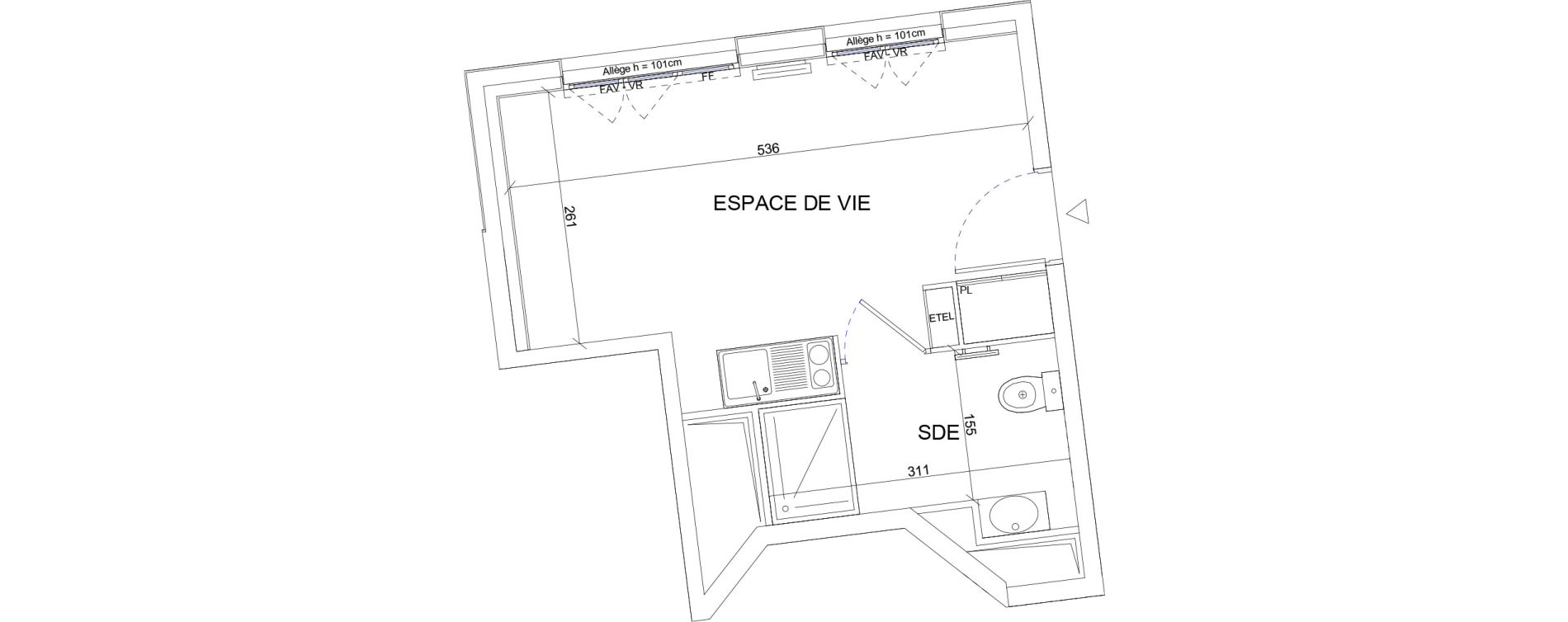 Appartement T1 de 21,15 m2 &agrave; Sartrouville La vaudoire