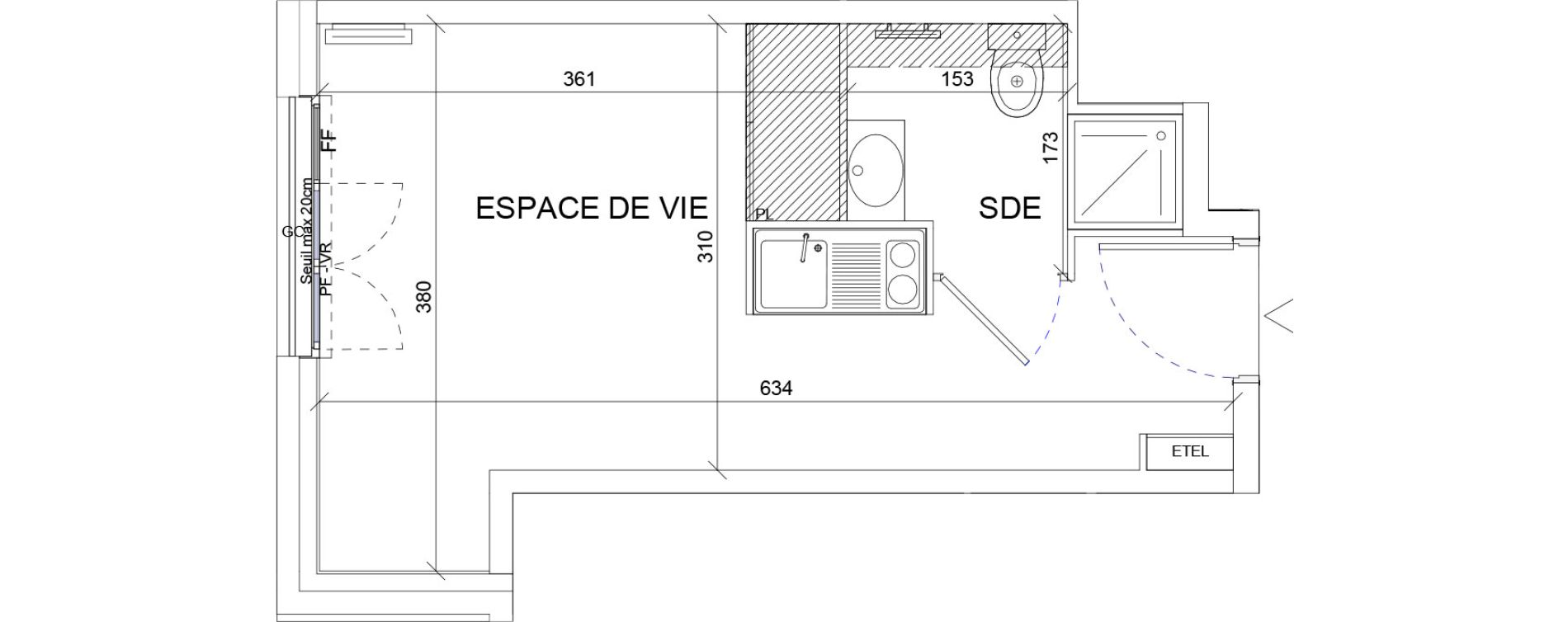 Appartement T1 de 19,01 m2 &agrave; Sartrouville La vaudoire