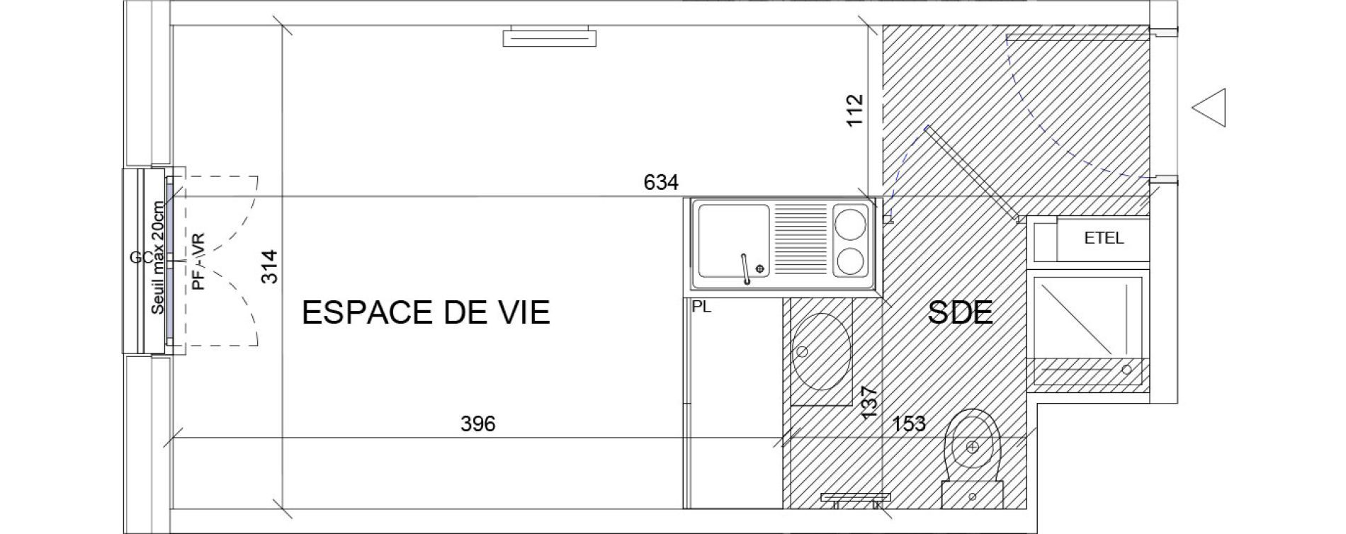 Appartement T1 de 18,79 m2 &agrave; Sartrouville La vaudoire