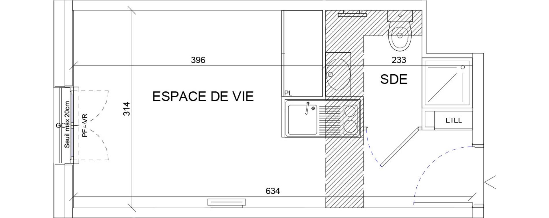 Appartement T1 de 18,79 m2 &agrave; Sartrouville La vaudoire