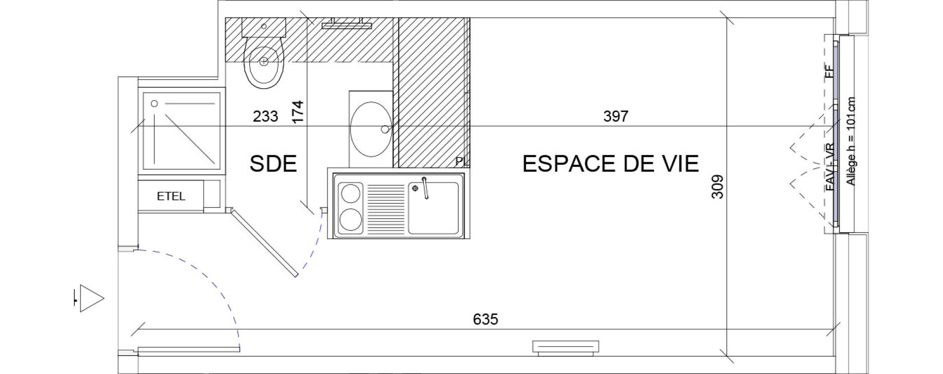 Appartement T1 de 18,60 m2 &agrave; Sartrouville La vaudoire