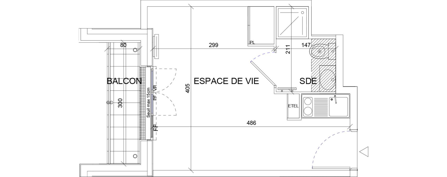 Appartement T1 de 18,05 m2 &agrave; Sartrouville La vaudoire