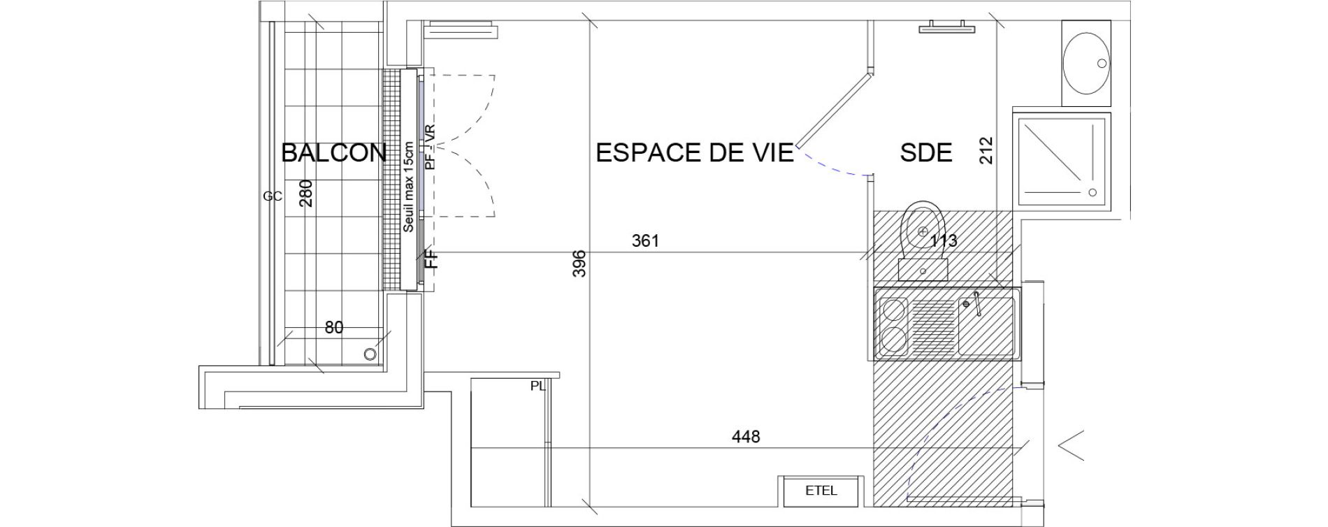 Appartement T1 de 19,44 m2 &agrave; Sartrouville La vaudoire