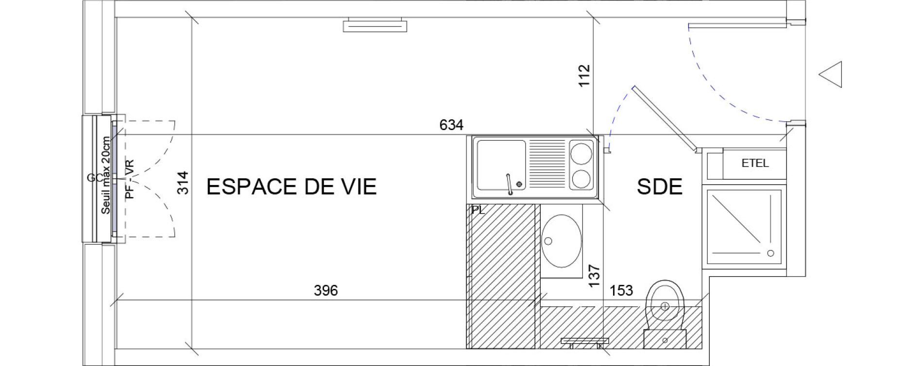 Appartement T1 de 18,79 m2 &agrave; Sartrouville La vaudoire