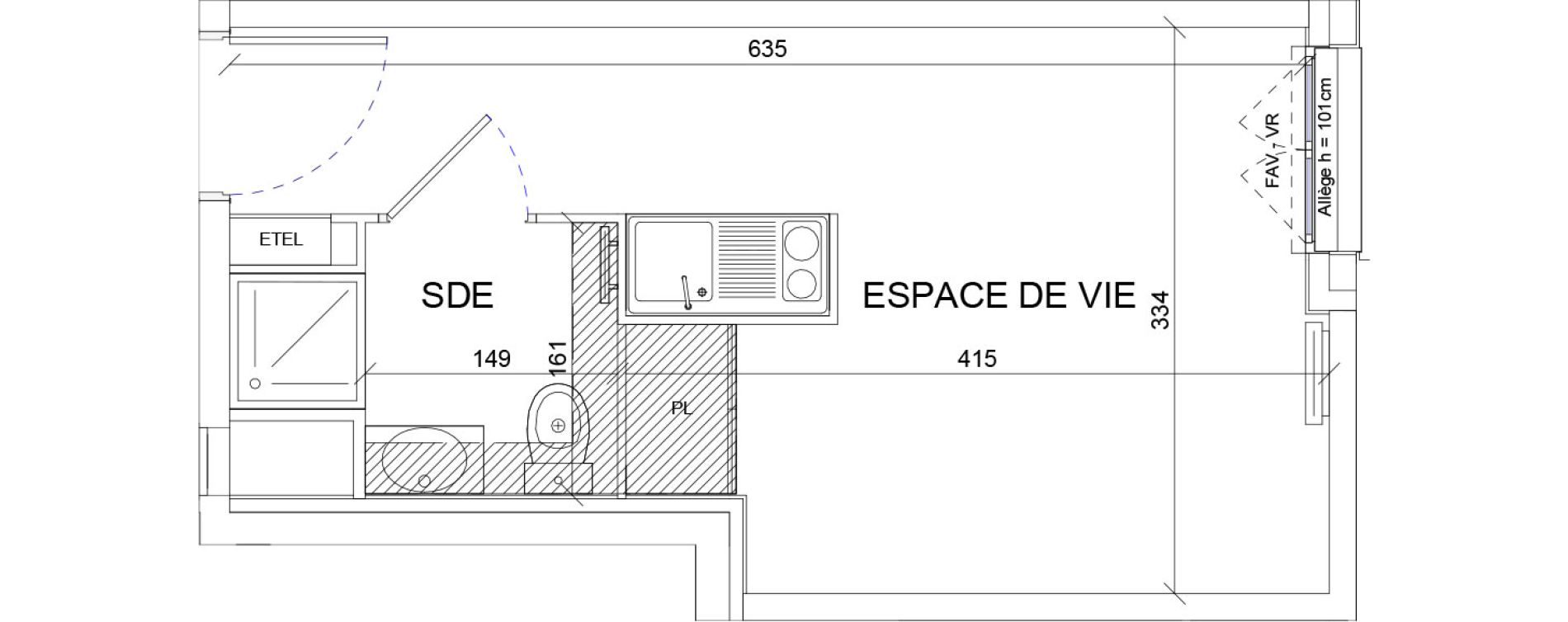 Appartement T1 de 18,77 m2 &agrave; Sartrouville La vaudoire