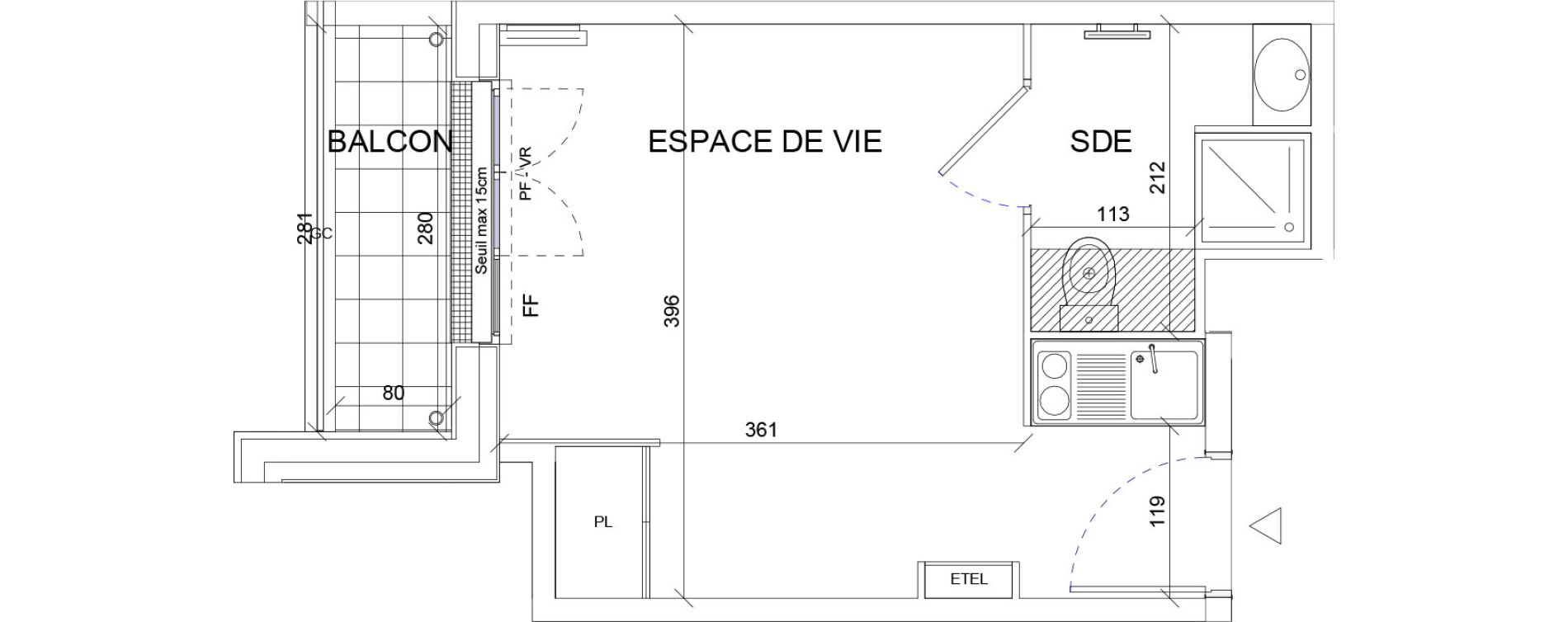 Appartement T1 de 19,44 m2 &agrave; Sartrouville La vaudoire