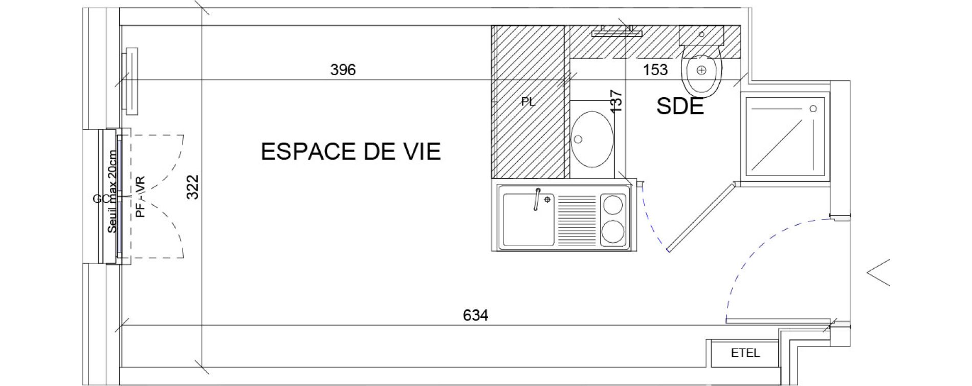 Appartement T1 de 18,33 m2 &agrave; Sartrouville La vaudoire