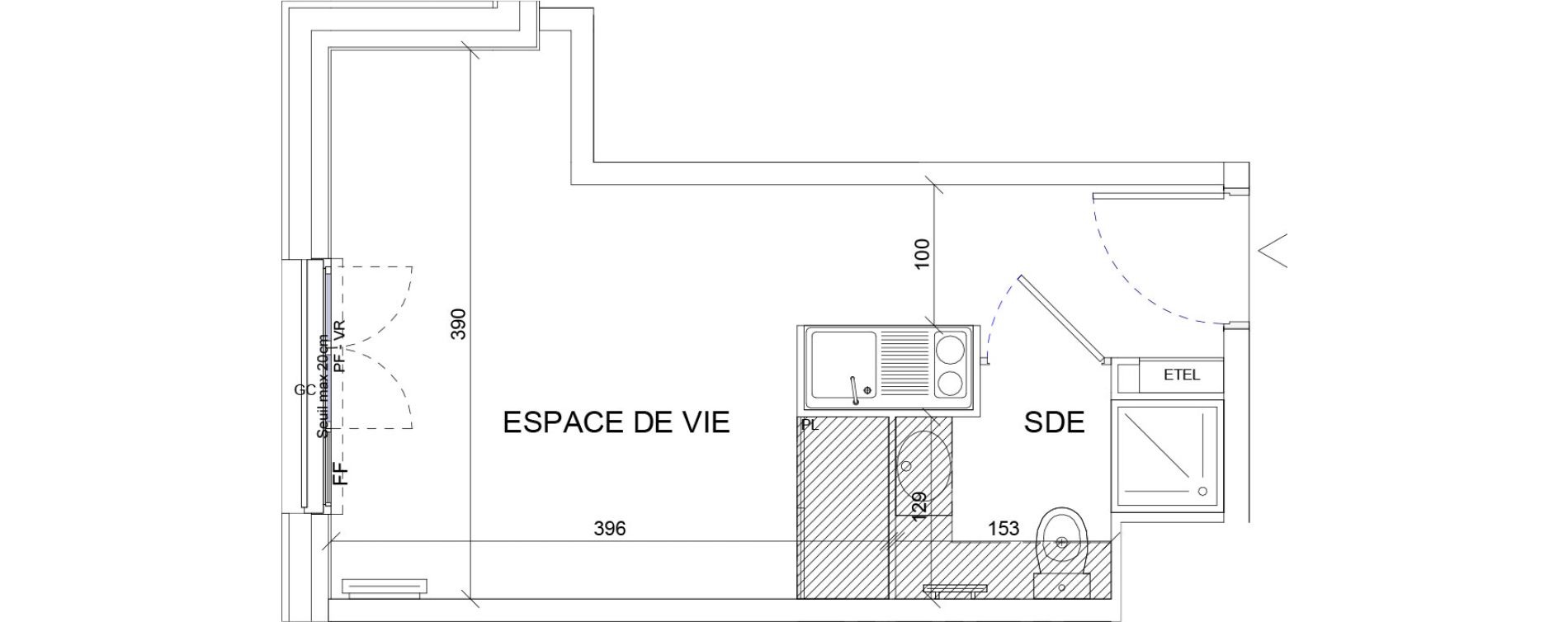 Appartement T1 de 19,37 m2 &agrave; Sartrouville La vaudoire