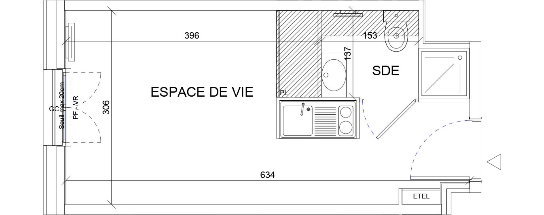 Appartement T1 de 18,33 m2 &agrave; Sartrouville La vaudoire