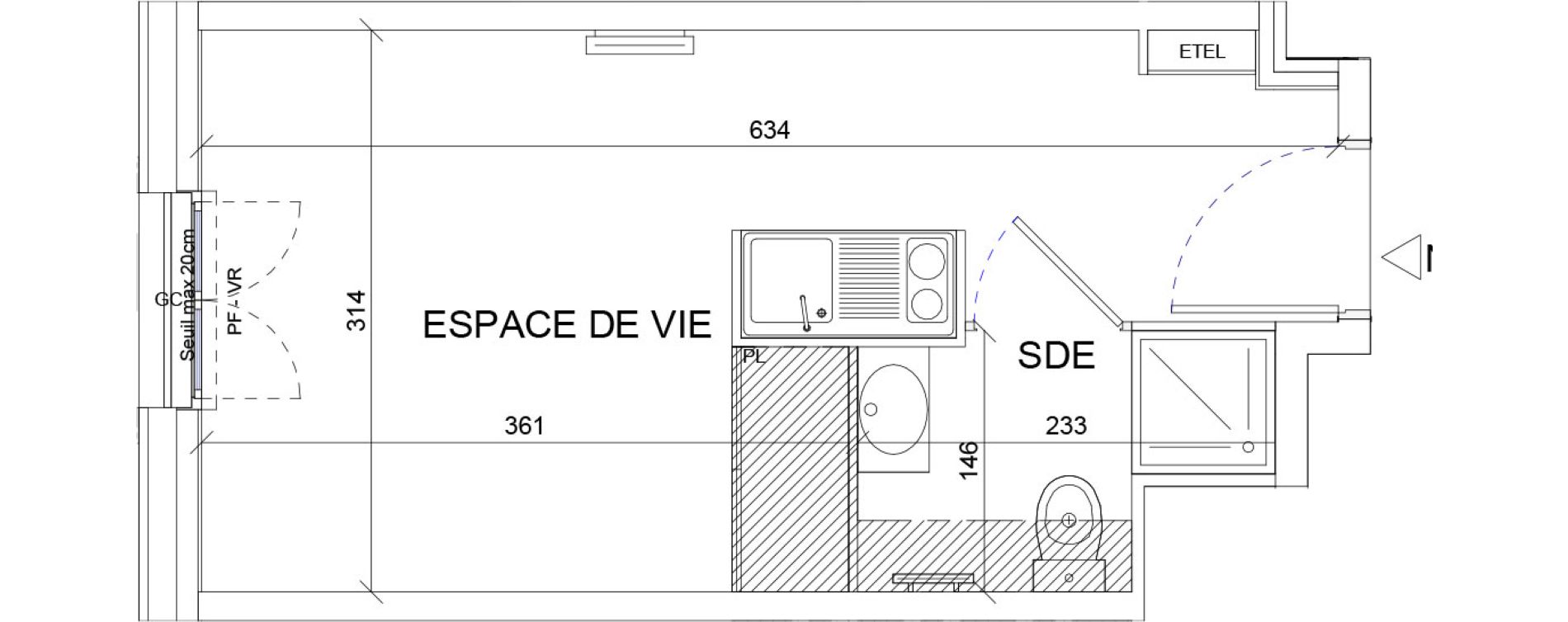 Appartement T1 de 18,26 m2 &agrave; Sartrouville La vaudoire