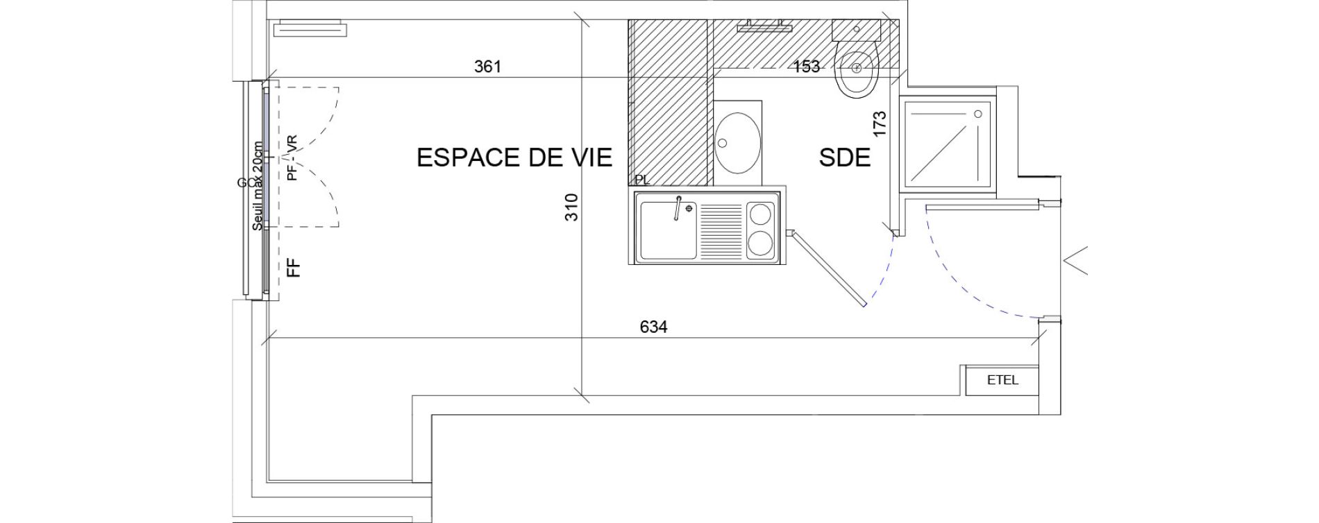 Appartement T1 de 19,01 m2 &agrave; Sartrouville La vaudoire