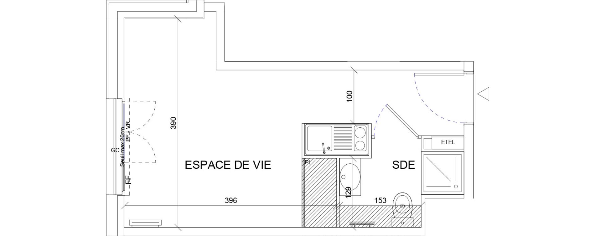 Appartement T1 de 19,37 m2 &agrave; Sartrouville La vaudoire