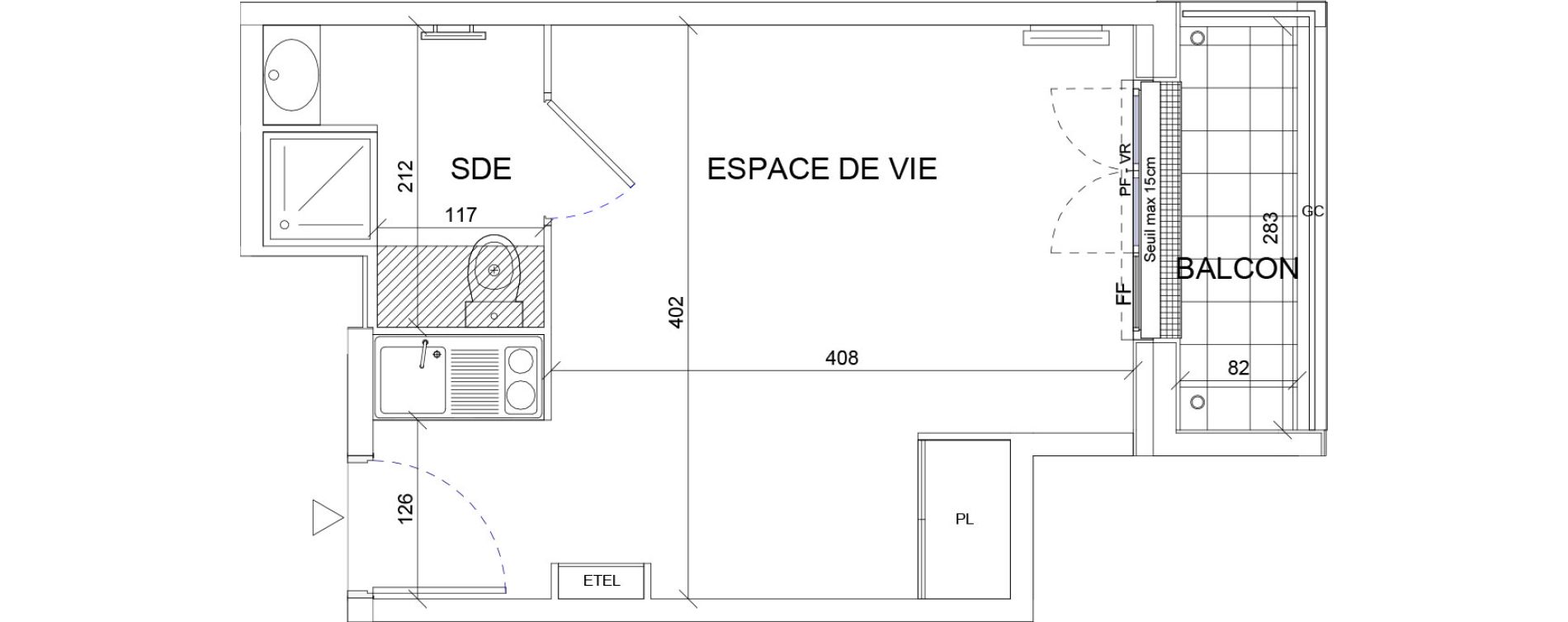 Appartement T1 de 21,19 m2 &agrave; Sartrouville La vaudoire