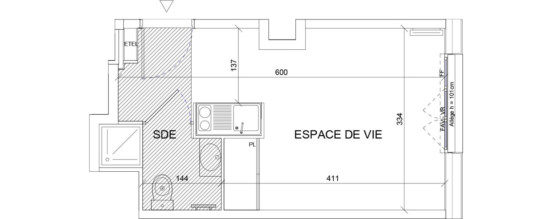 Appartement T1 de 19,14 m2 &agrave; Sartrouville La vaudoire