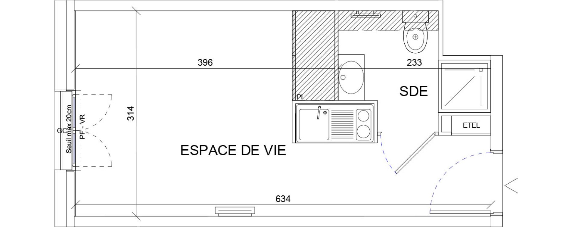 Appartement T1 de 18,79 m2 &agrave; Sartrouville La vaudoire