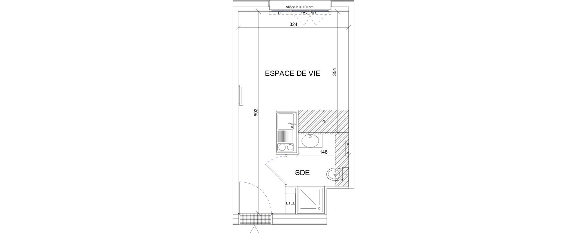 Appartement T1 de 18,08 m2 &agrave; Sartrouville La vaudoire