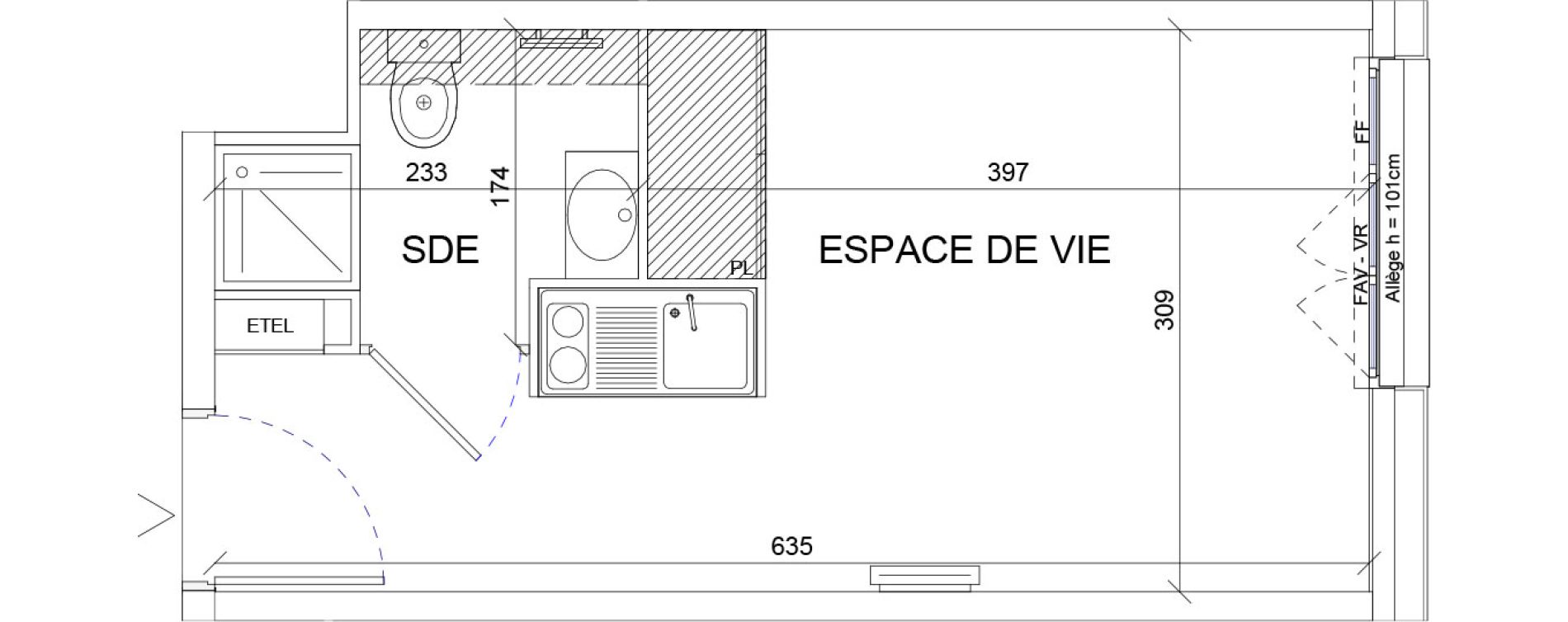 Appartement T1 de 18,60 m2 &agrave; Sartrouville La vaudoire