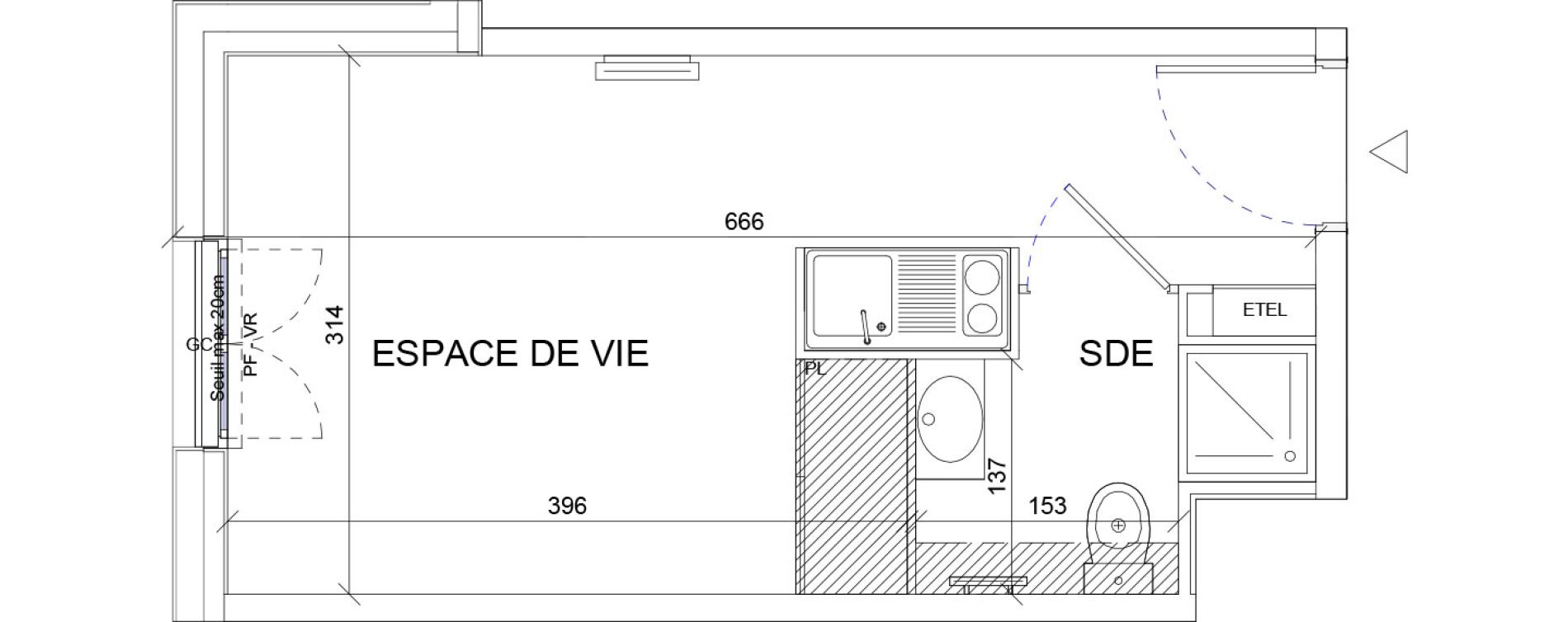 Appartement T1 de 18,87 m2 &agrave; Sartrouville La vaudoire