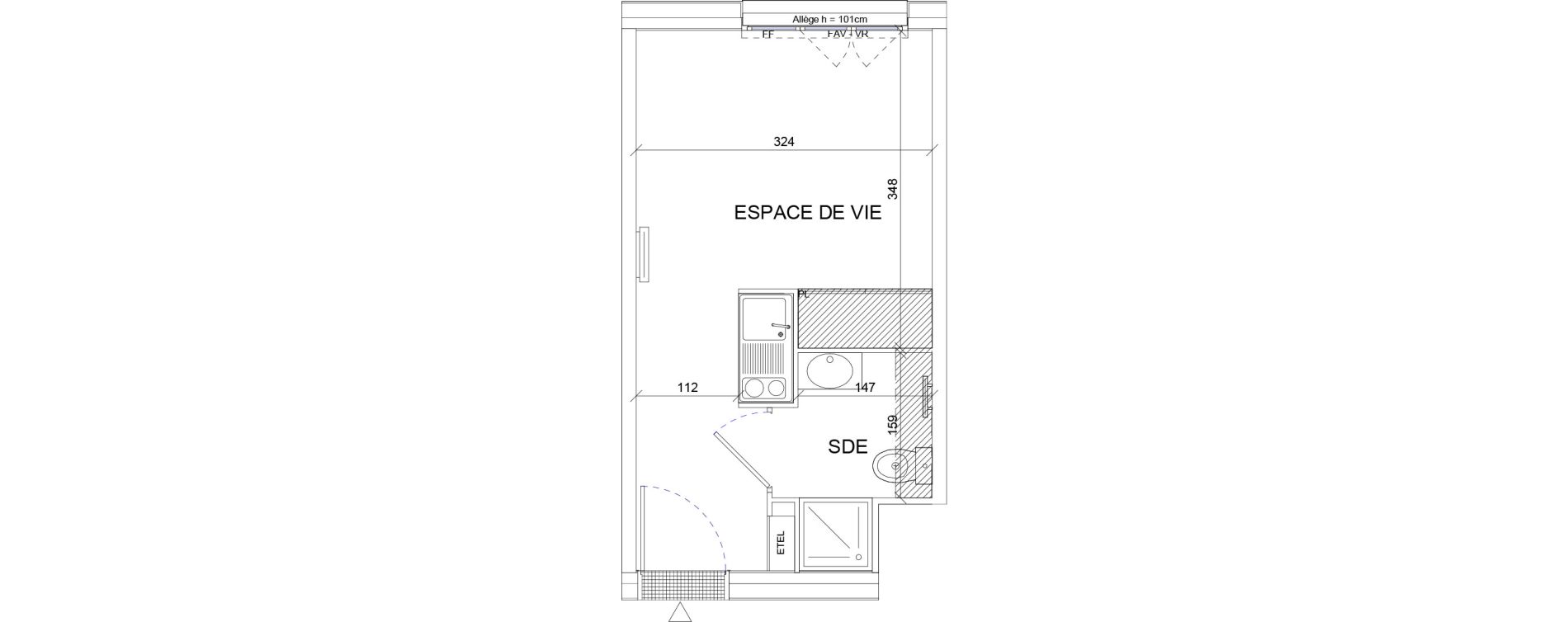 Appartement T1 de 18,13 m2 &agrave; Sartrouville La vaudoire