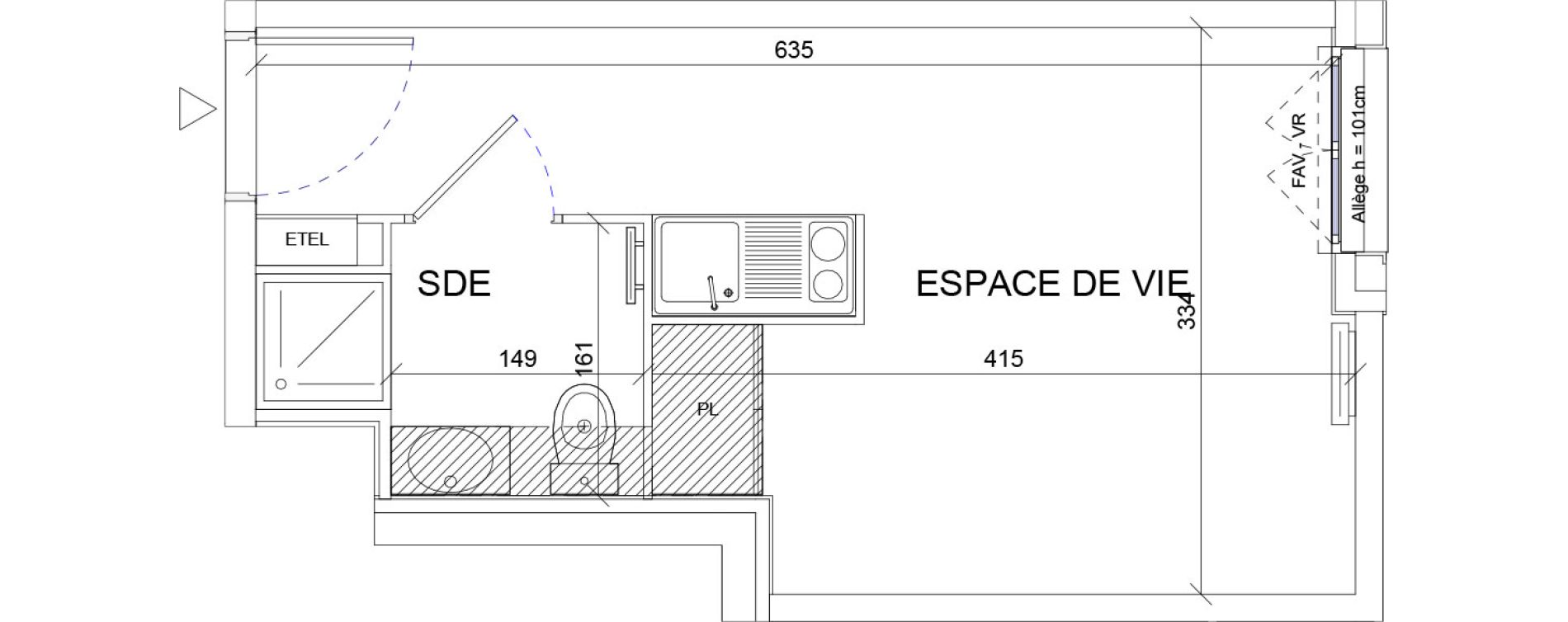 Appartement T1 de 18,77 m2 &agrave; Sartrouville La vaudoire