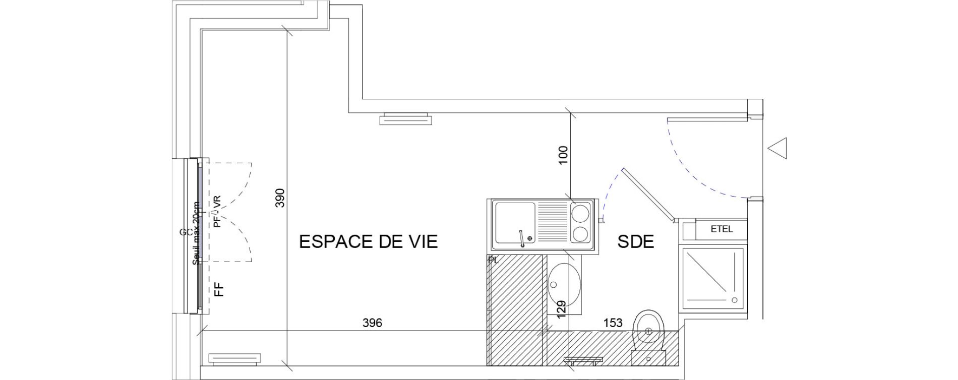 Appartement T1 de 19,37 m2 &agrave; Sartrouville La vaudoire