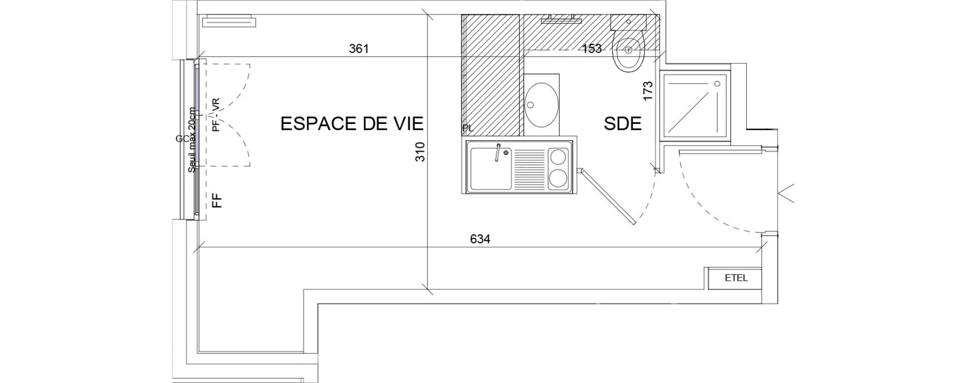 Appartement T1 de 19,01 m2 &agrave; Sartrouville La vaudoire