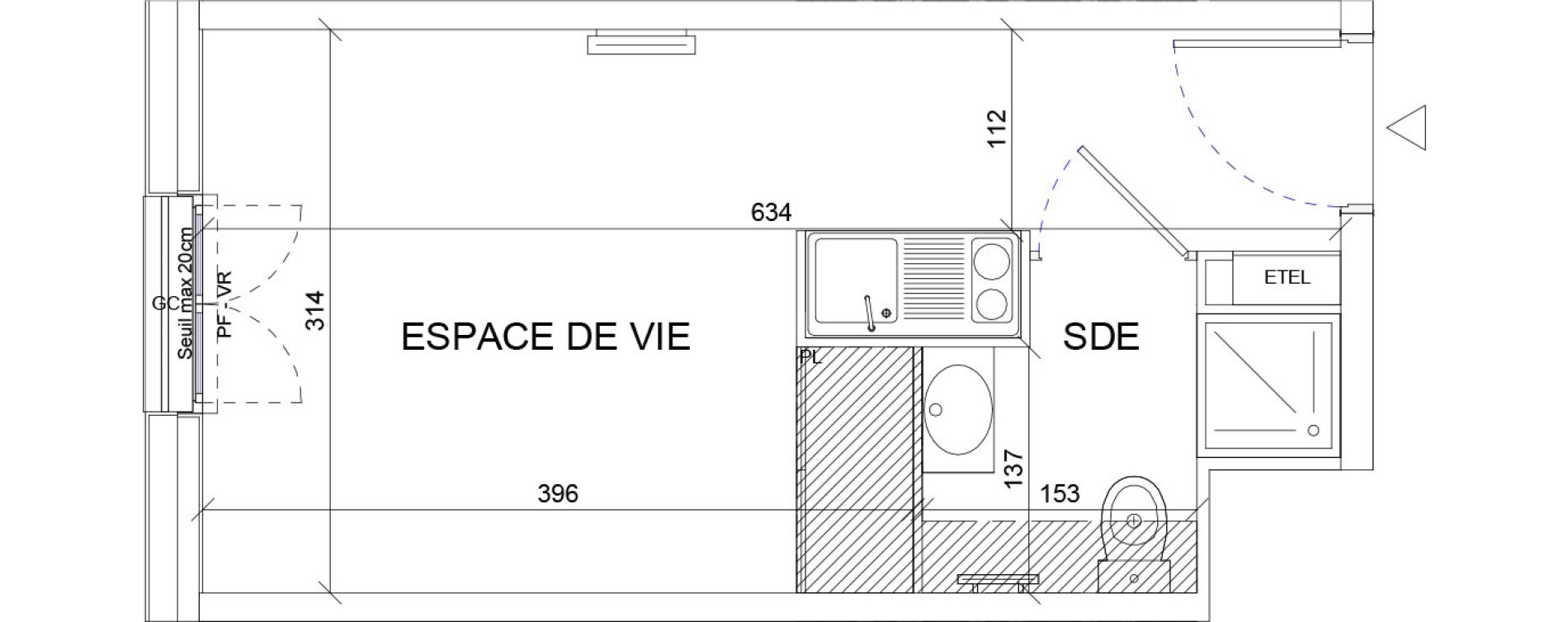 Appartement T1 de 18,79 m2 &agrave; Sartrouville La vaudoire