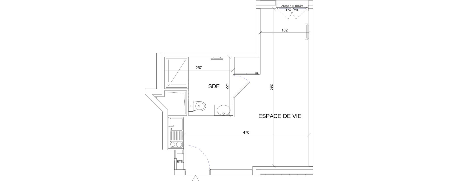 Appartement T1 de 24,15 m2 &agrave; Sartrouville La vaudoire