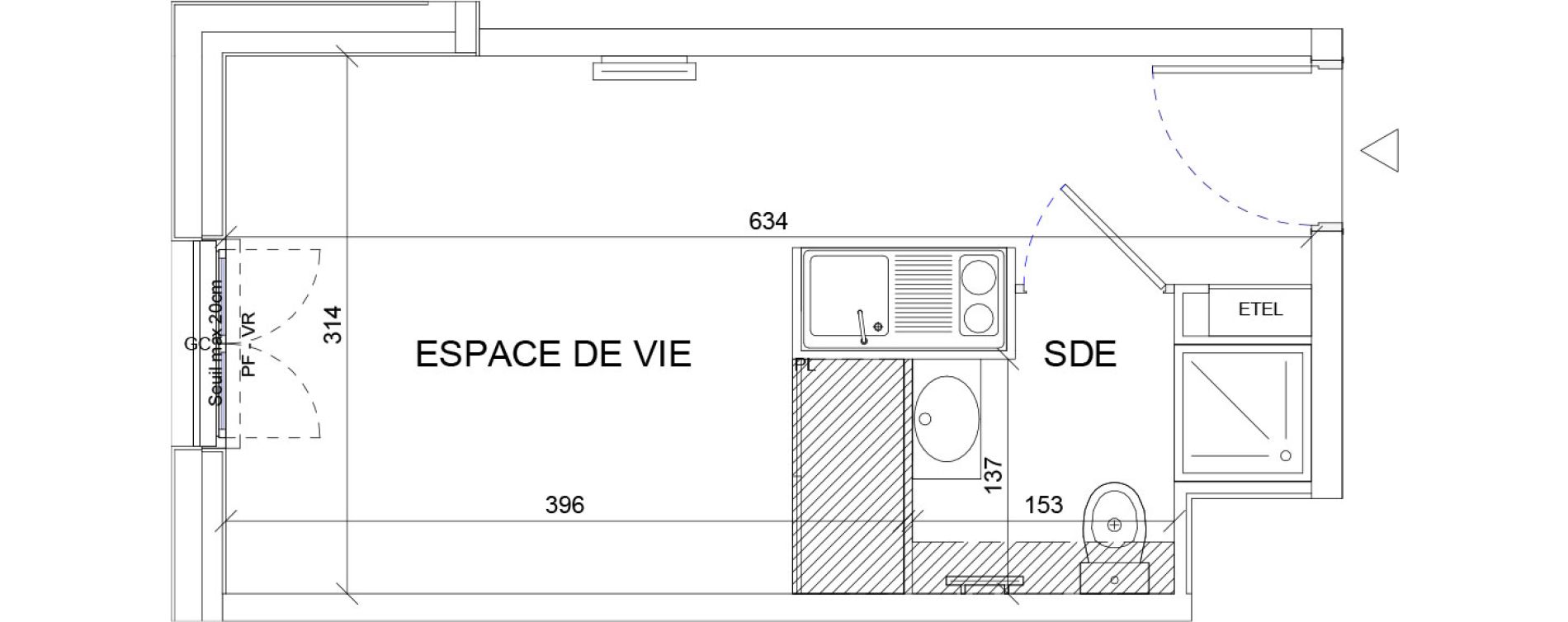 Appartement T1 de 18,87 m2 &agrave; Sartrouville La vaudoire