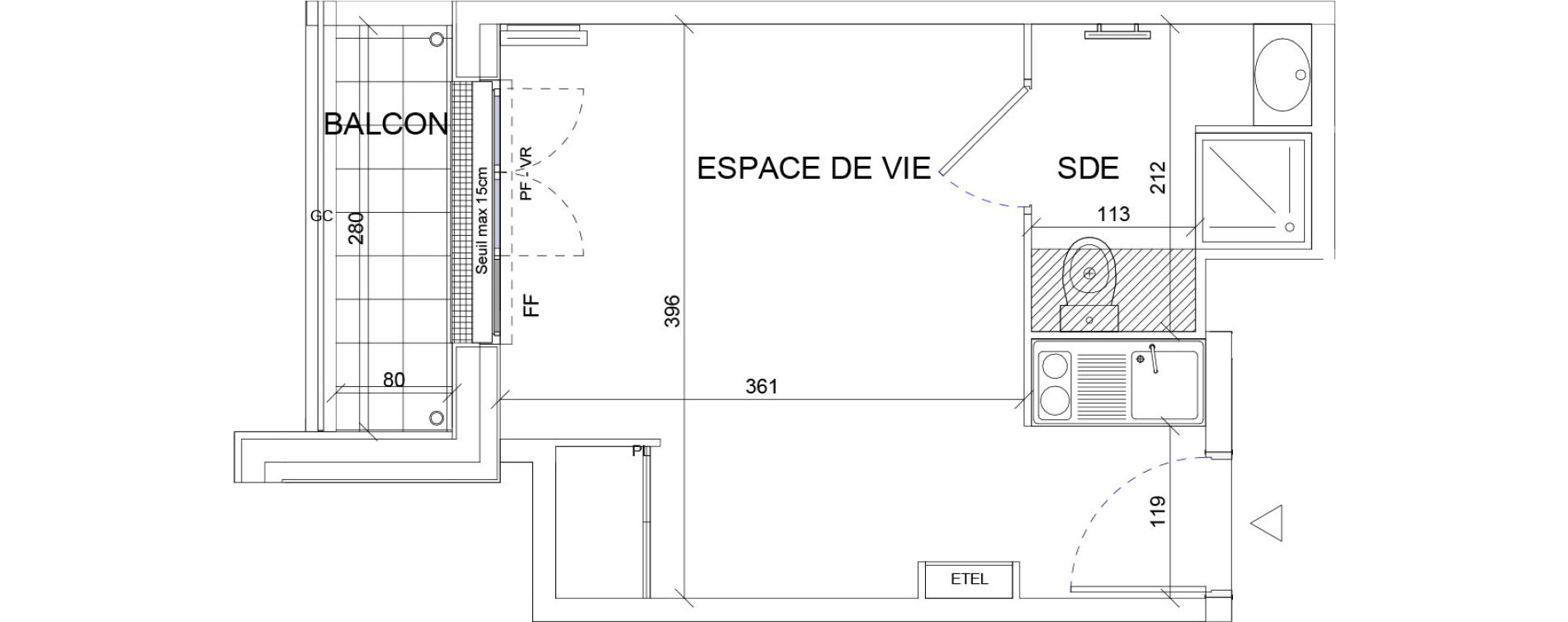 Appartement T1 de 19,44 m2 &agrave; Sartrouville La vaudoire