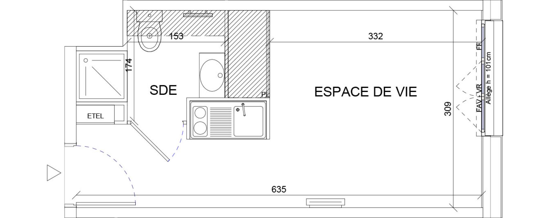 Appartement T1 de 18,60 m2 &agrave; Sartrouville La vaudoire