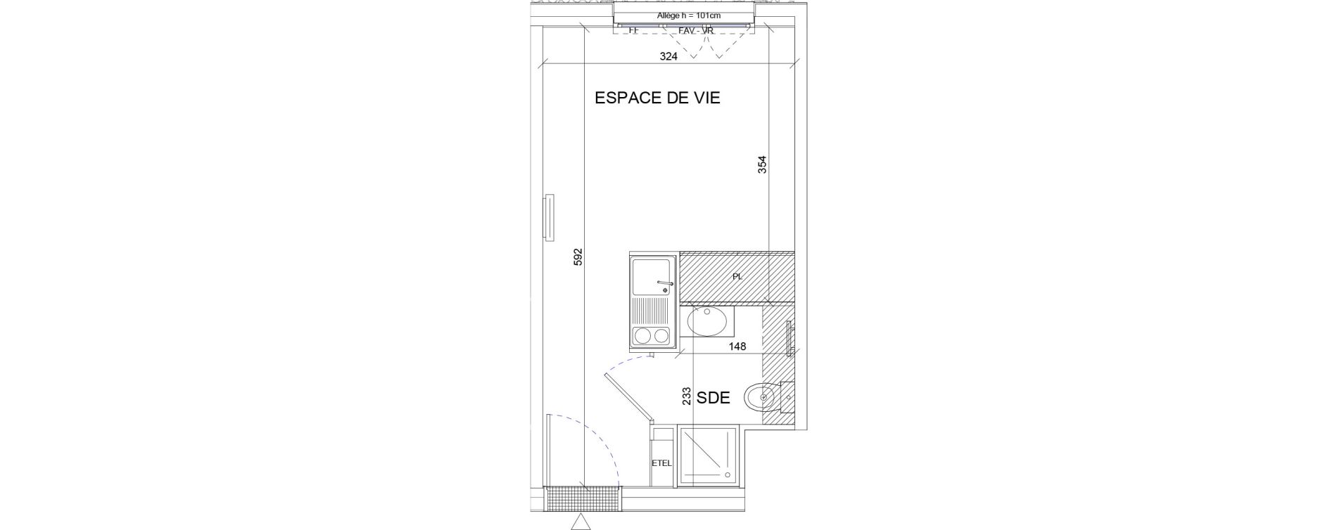 Appartement T1 de 18,08 m2 &agrave; Sartrouville La vaudoire