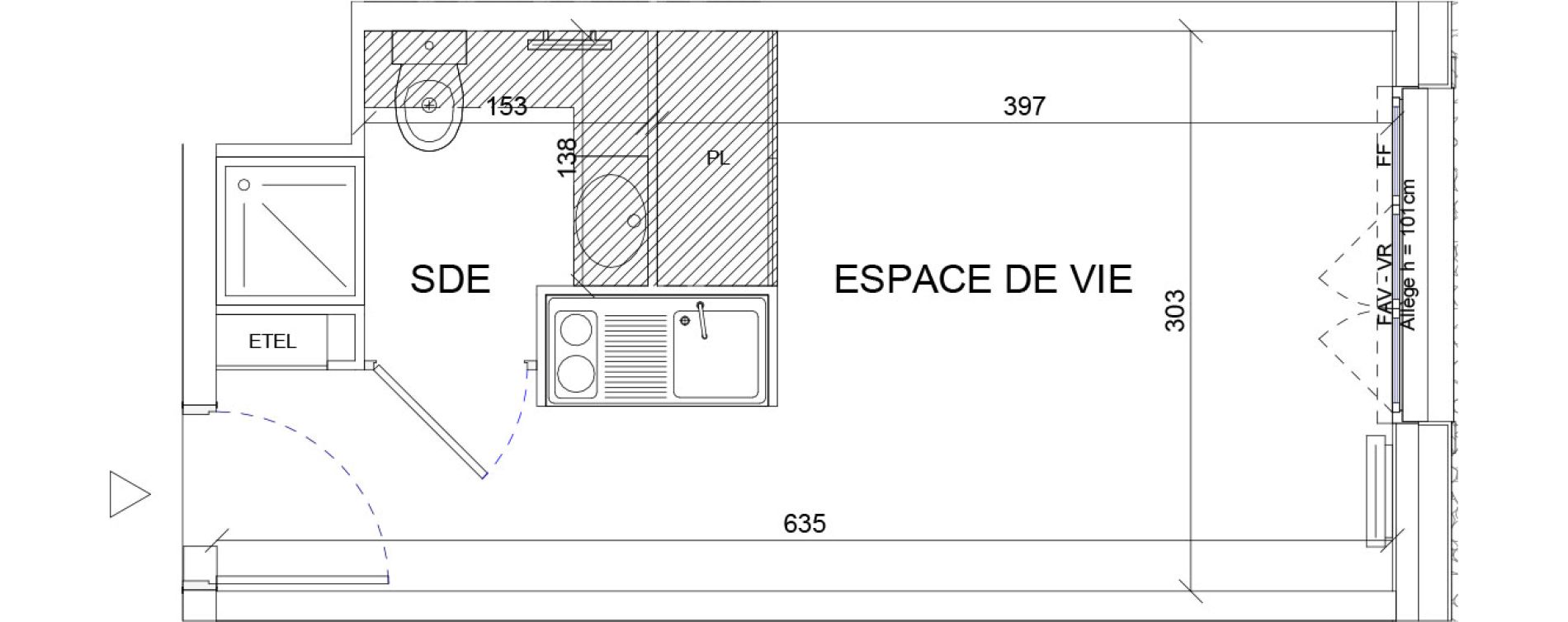 Appartement T1 de 18,15 m2 &agrave; Sartrouville La vaudoire