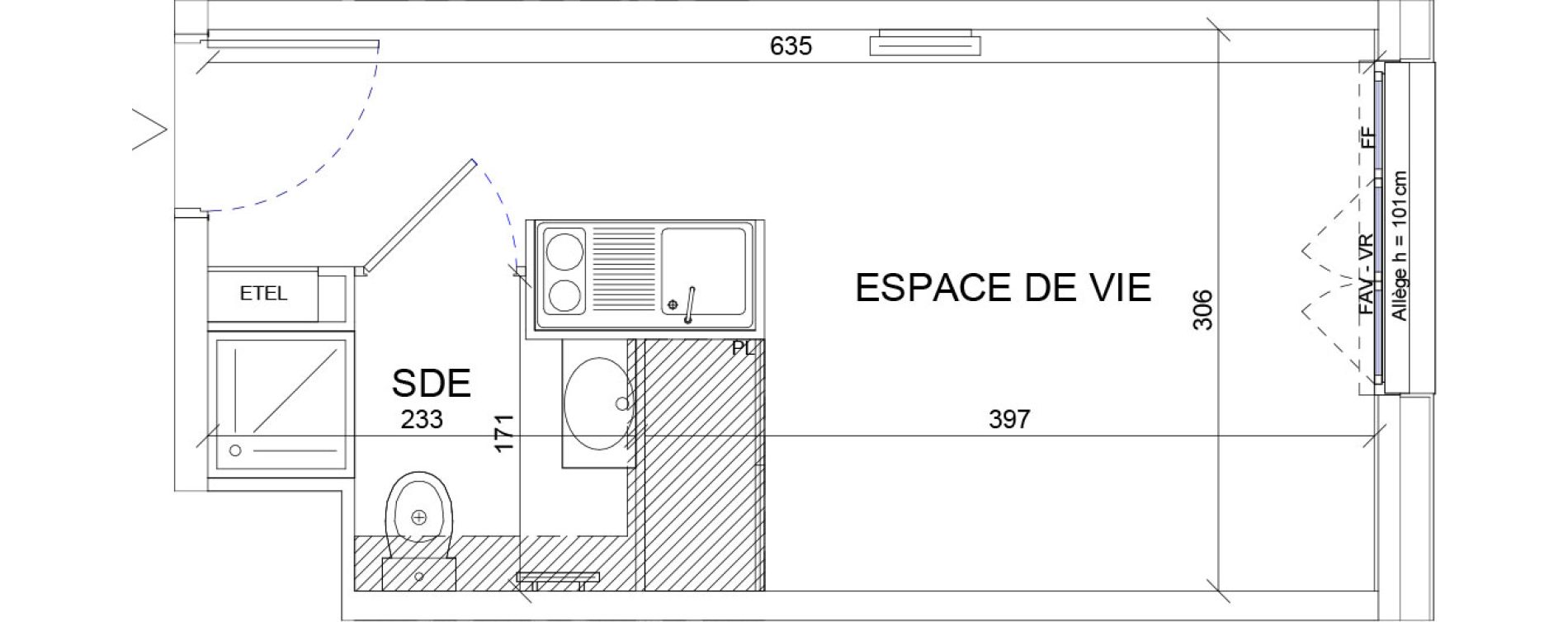 Appartement T1 de 18,40 m2 &agrave; Sartrouville La vaudoire