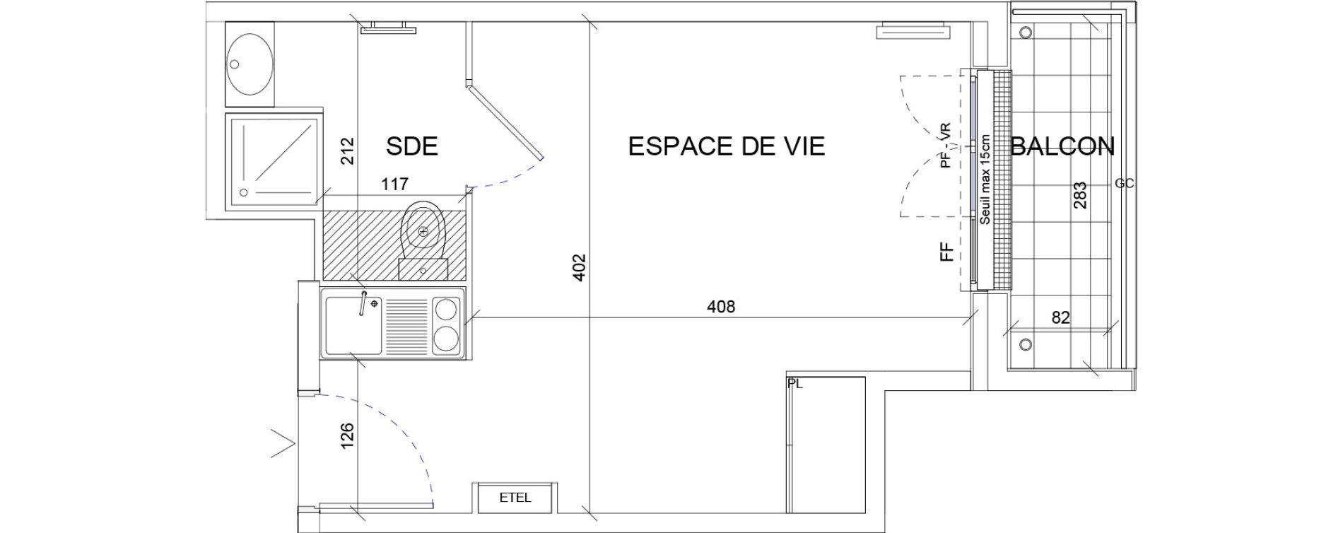 Appartement T1 de 21,19 m2 &agrave; Sartrouville La vaudoire