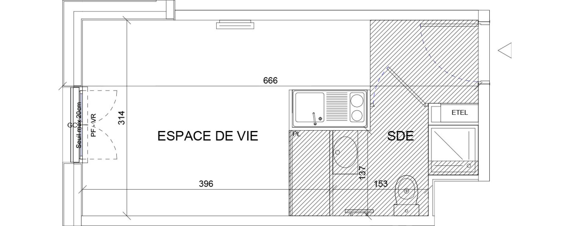 Appartement T1 de 18,87 m2 &agrave; Sartrouville La vaudoire