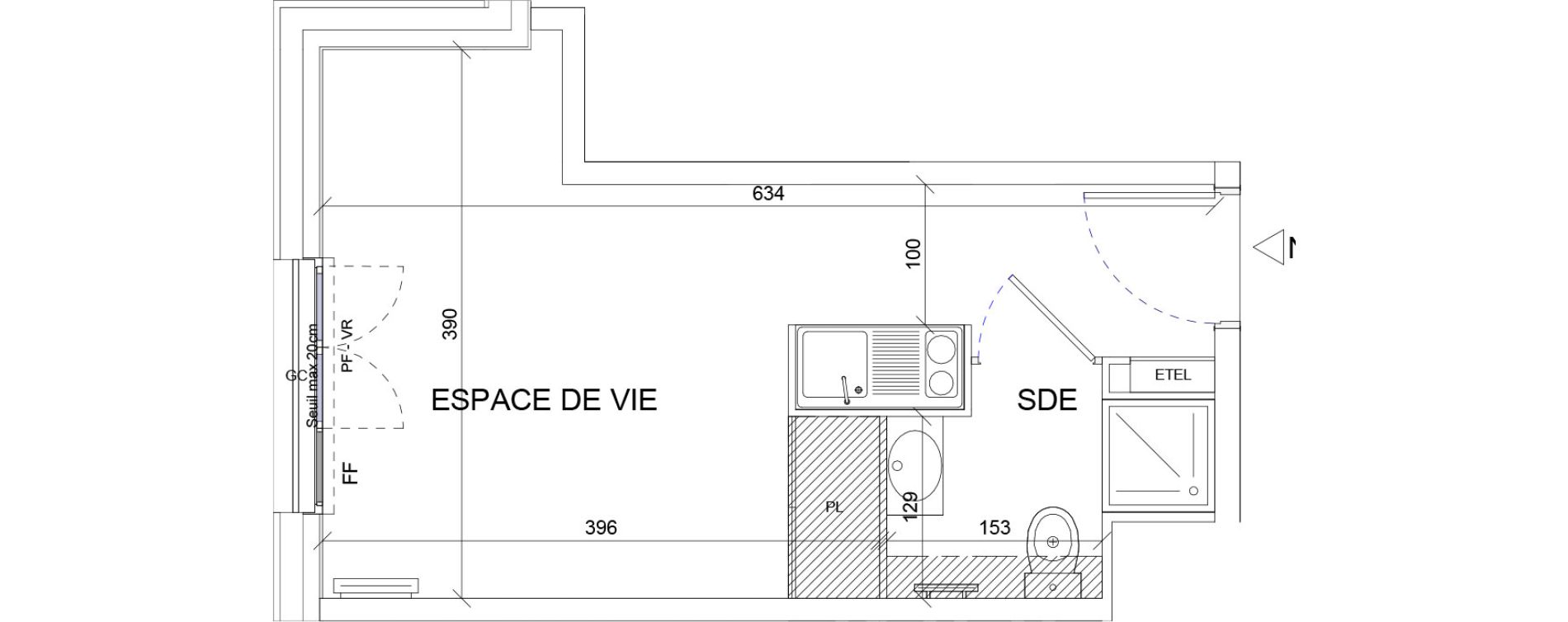 Appartement T1 de 19,37 m2 &agrave; Sartrouville La vaudoire