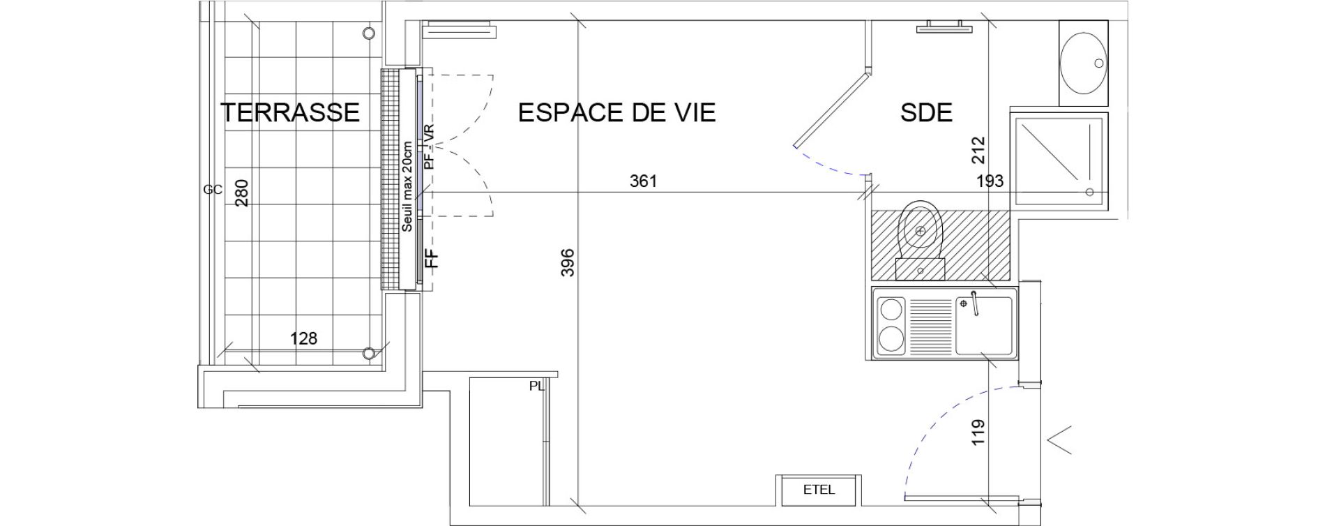 Appartement T1 de 19,44 m2 &agrave; Sartrouville La vaudoire