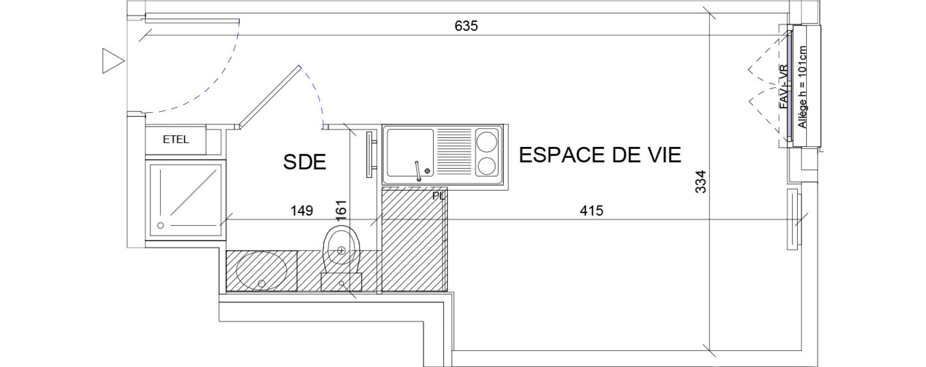 Appartement T1 de 18,77 m2 &agrave; Sartrouville La vaudoire