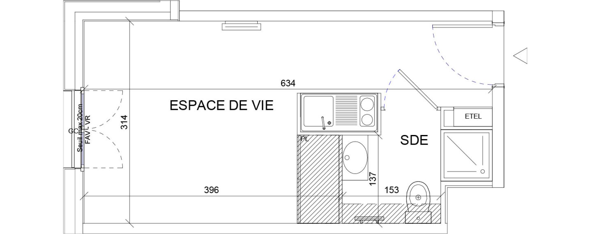 Appartement T1 de 18,87 m2 &agrave; Sartrouville La vaudoire