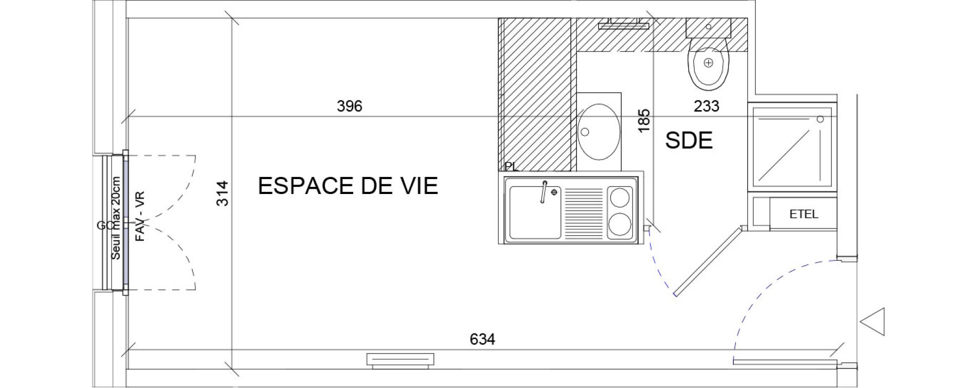 Appartement T1 de 18,79 m2 &agrave; Sartrouville La vaudoire