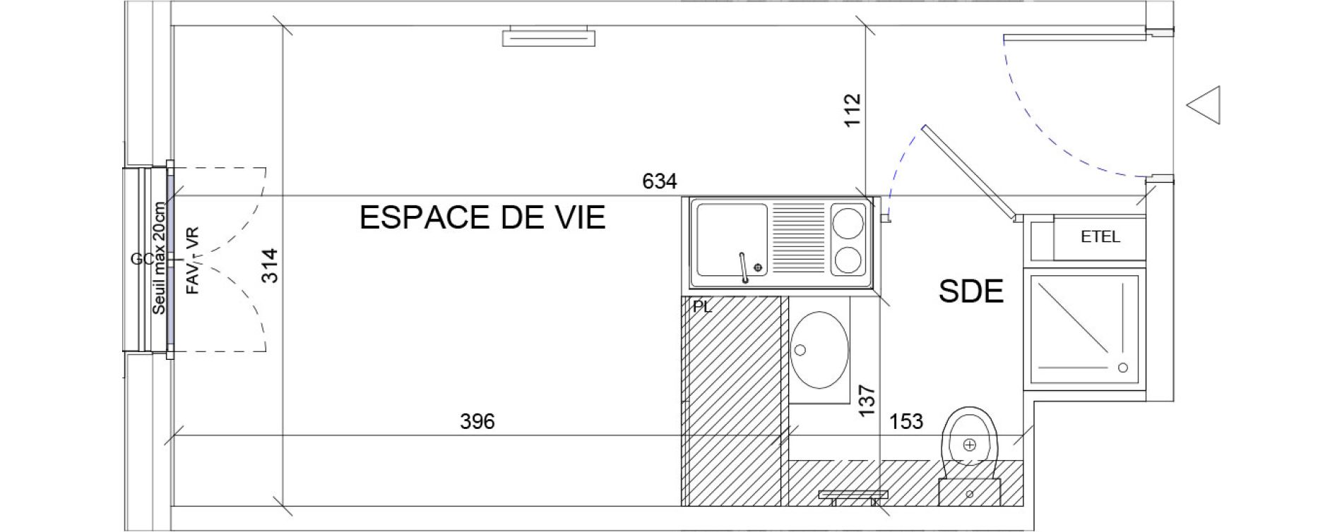 Appartement T1 de 18,79 m2 &agrave; Sartrouville La vaudoire