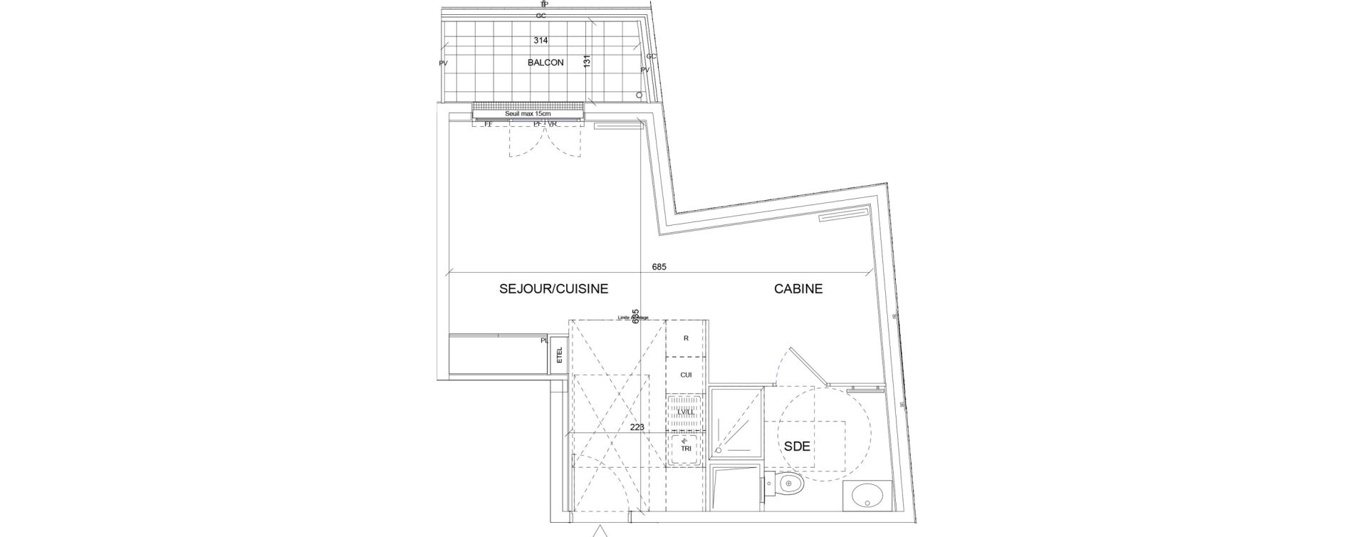 Studio de 33,15 m2 &agrave; Sartrouville La vaudoire