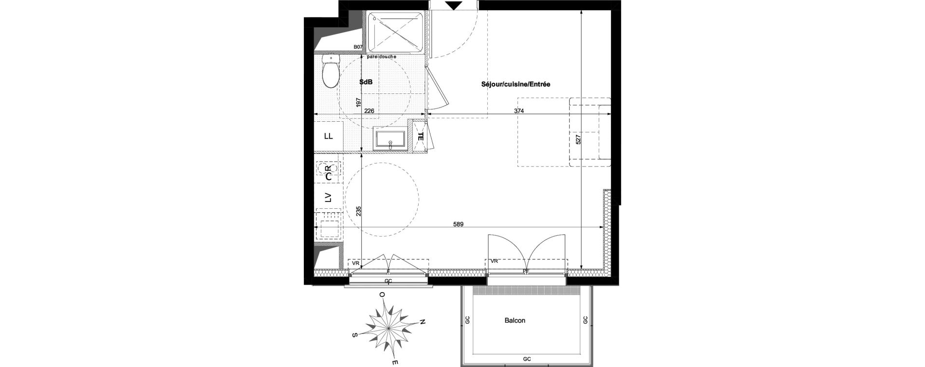 Appartement T1 de 30,10 m2 &agrave; Sartrouville Les indes