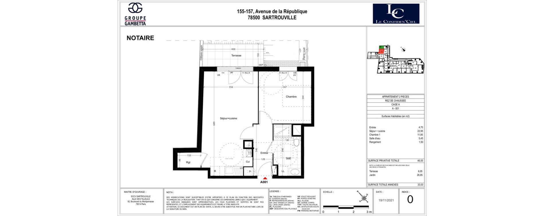 Appartement T2 de 46,55 m2 &agrave; Sartrouville Les dix arpents