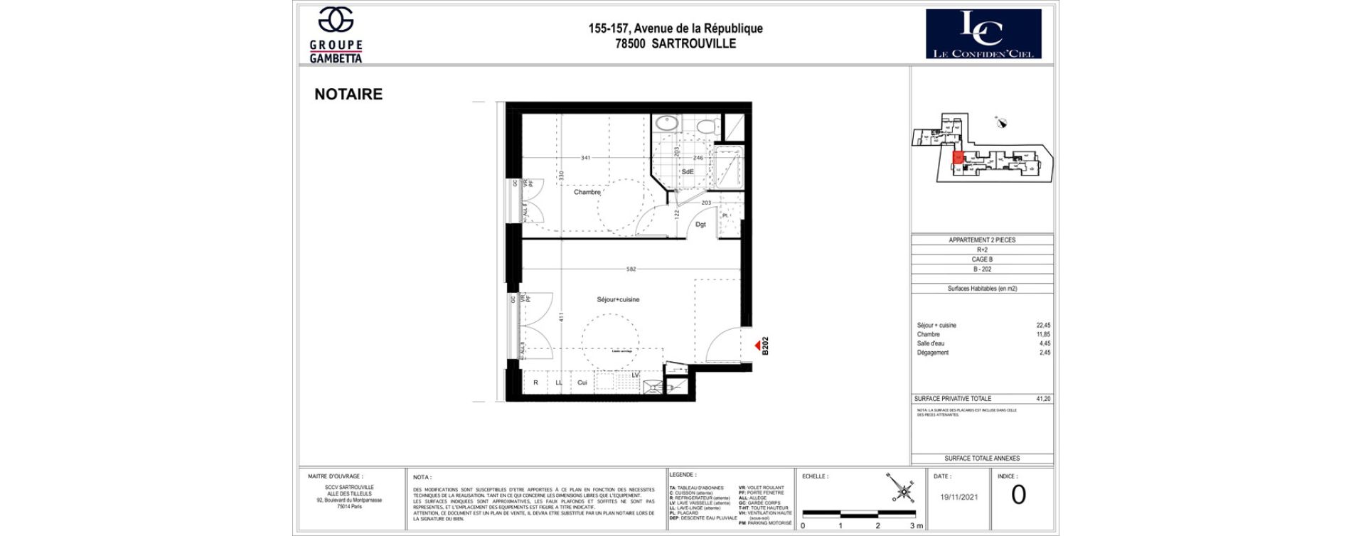 Appartement T2 de 41,20 m2 &agrave; Sartrouville Les dix arpents